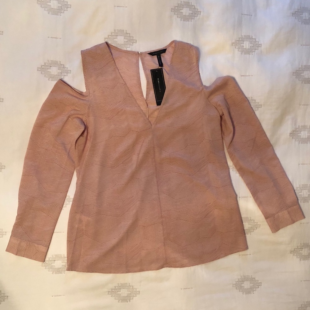 BCBG Cold Shoulder Blush-Pink Blouse NWT